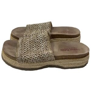 Hokus Pokus Vintage Woven Espadrille Platform Sandal Slides Shoe Size 8.5